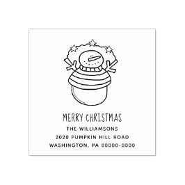 Snowman en Sars Editable Address Merry Kerstmis Rubberstempel