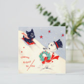  Snowman en Schotse kerstkaart (Staand voorkant)