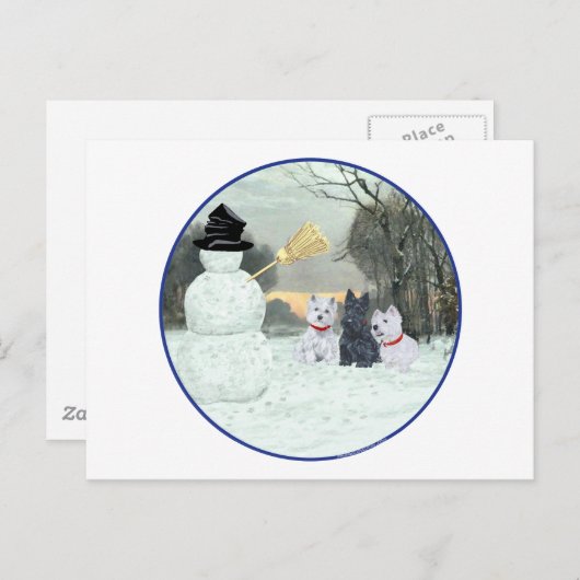 Snowman en Scottie Briefkaart (Voorkant / Achterkant)