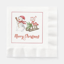 Snowman en Sled-kerstpapier Napkins