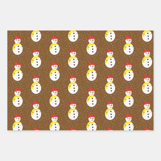 Snowman en sneeuw op bruin inpakpapier vel (Voorkant)