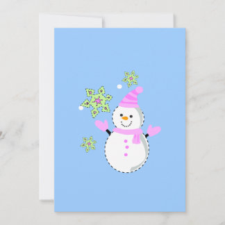 Snowman en sneeuwvlokken, klein feestdagenkaart
