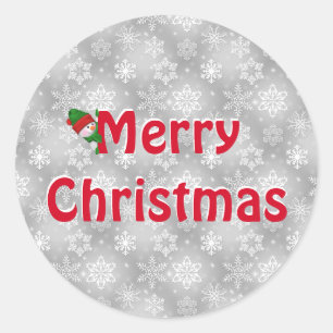 Snowman en sneeuwvlokken met fijne kerst ronde sticker