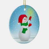 Snowman en sneeuwvlokken met kerst keramisch ornament (Rechts)