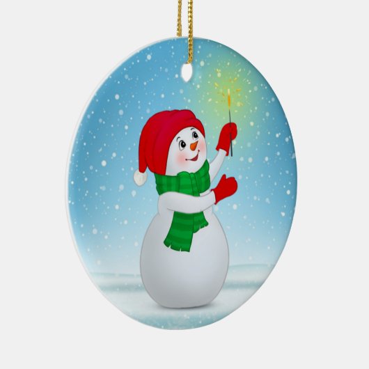 Snowman en sneeuwvlokken met kerst keramisch ornament (Rechts)