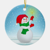 Snowman en sneeuwvlokken met kerst keramisch ornament (Voorkant)