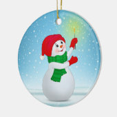 Snowman en sneeuwvlokken met kerst keramisch ornament (Links)
