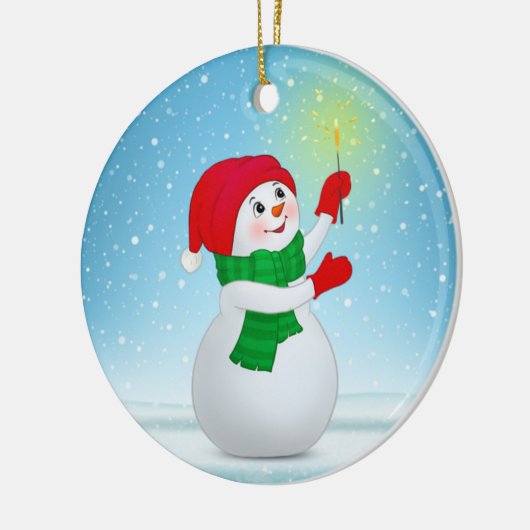 Snowman en sneeuwvlokken met kerst keramisch ornament (Links)