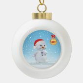 Snowman en sneeuwvlokken met kerst keramische bal ornament (Voorkant)