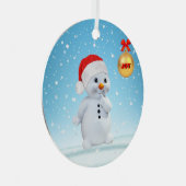 Snowman en sneeuwvlokken met kerst metalen ornament (Voorkant Rechts)