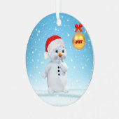 Snowman en sneeuwvlokken met kerst metalen ornament (Voorkant links)