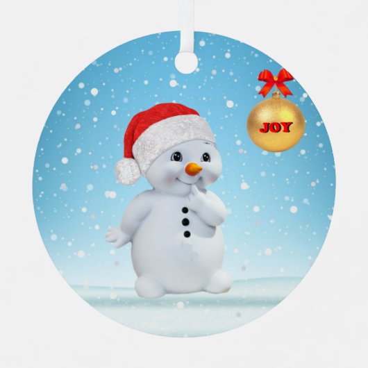 Snowman en sneeuwvlokken met kerst metalen ornament (Voorkant)