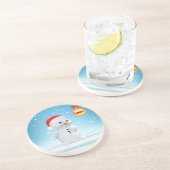 Snowman en sneeuwvlokken met kerst zandsteen onderzetter (Zijkant)