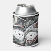 Snowman en Sneeuwvrouw tekenen Blikjeskoeler (Blikje Voorkant)