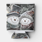 Snowman en Sneeuwvrouw tekenen Blikjeskoeler (Voorkant)