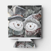 Snowman en Sneeuwvrouw tekenen Blikjeskoeler (Achterkant)