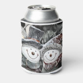 Snowman en Sneeuwvrouw tekenen Blikjeskoeler (Blikje Achterkant)