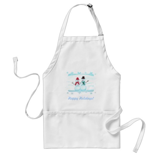 Snowman en Snow Lady Couple Holiday Apron Standaard Schort (Voorkant)