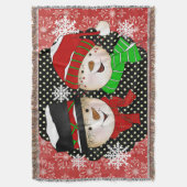 Snowman en Snow Lady Snowflakes Holiday Throw Deken (Voorkant Verticaal)
