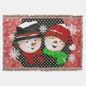 Snowman en Snow Lady Snowflakes Holiday Throw Deken (Voorkant)