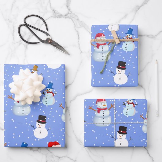 Snowman en Snowfall Inpakpapier Vel (Voorkant)