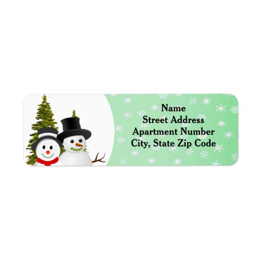 Snowman en Snowflake Holiday Adres Etiket (Voorkant)