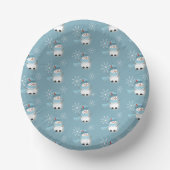 Snowman en Snowflake Holiday Blue Paper Bowl Papieren Kommen (Voorkant)
