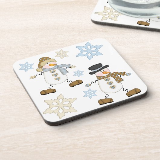 Snowman en Snowflake Holiday Drankjes Onderzetter (Linkerzijde)