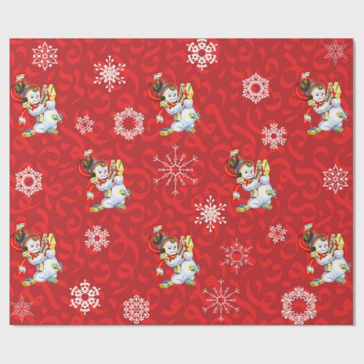 Snowman- en Snowflake-omslagpapier Cadeaupapier (Vlak)