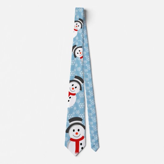 Snowman en Snowflake Pattern Stropdas (Voorkant)