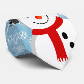 Snowman en Snowflake Pattern Stropdas (Opgerold)