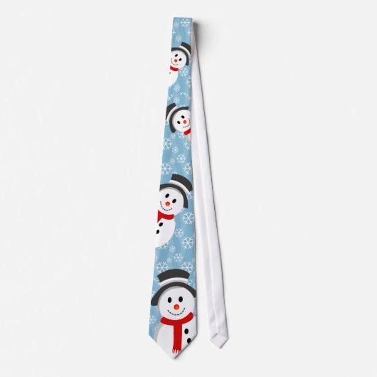 Snowman en Snowflake Pattern Stropdas (Voorkant)