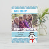 Snowman en Snowflakes Aangepaste foto Feestdagenkaart (Staand voorkant)