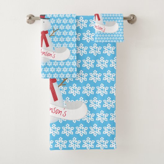 Snowman en Snowflakes Bad Handdoek (Insitu)
