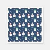 Snowman en Snowflakes Blue Pattern Cocktail Servet (Voorkant)