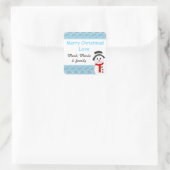 Snowman en Snowflakes, gepersonaliseerd Vierkante Sticker (Tas)
