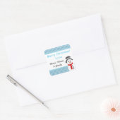 Snowman en Snowflakes, gepersonaliseerd Vierkante Sticker (Envelop)