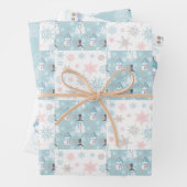 Snowman en Snowflakes Kute Kerstmis Inpakpapier Vel (In situ)