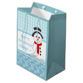 Snowman en Snowflakes Medium Cadeauzakje (Achterkant Gekanteld)