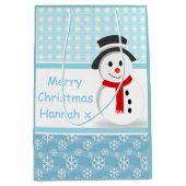 Snowman en Snowflakes Medium Cadeauzakje (Voorkant)