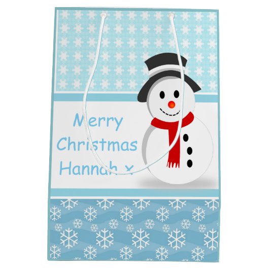 Snowman en Snowflakes Medium Cadeauzakje (Achterkant)