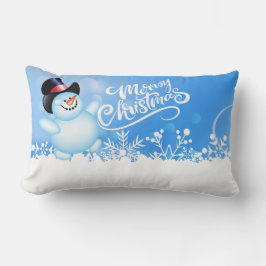 Snowman en Snowflakes, met prettige kerst Kussen