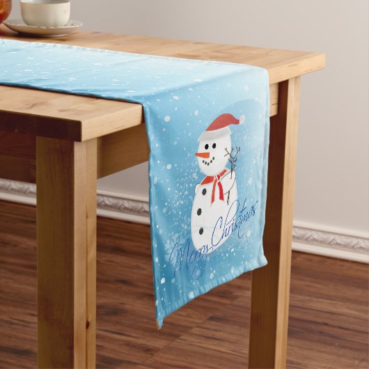 Snowman en Snowflakes, met prettige kerst Lange Tafelloper (Voorbeeld)