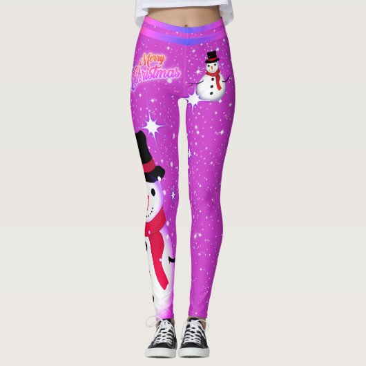 Snowman en Snowflakes op je kerst Leggings (Voorkant)
