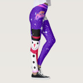 Snowman en Snowflakes op je kerst Leggings (Rechts)