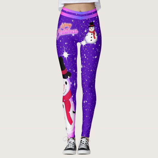 Snowman en Snowflakes op je kerst Leggings (Voorkant)
