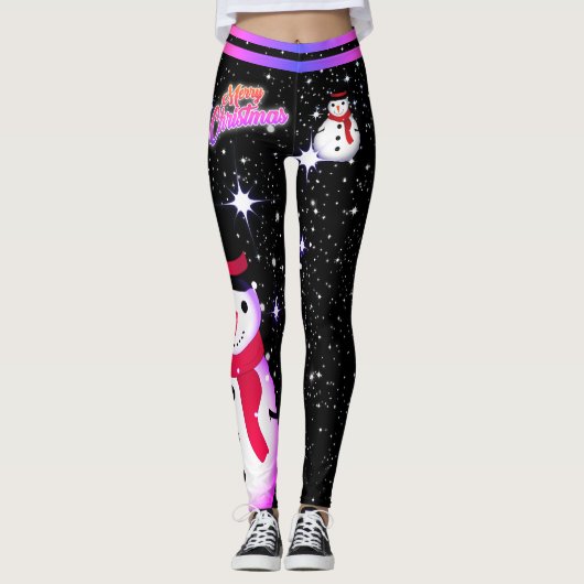 Snowman en Snowflakes op je kerst Leggings (Voorkant)