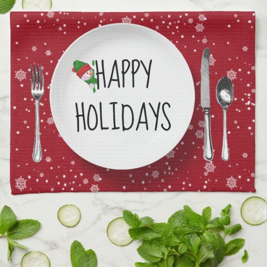 Snowman en Snowflakes Theedoek (Gevouwen)