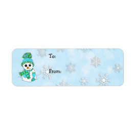 Snowman en Snowflakes van en naar Etiket