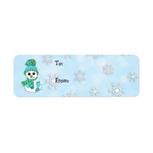 Snowman en Snowflakes van en naar Etiket (Voorkant)
